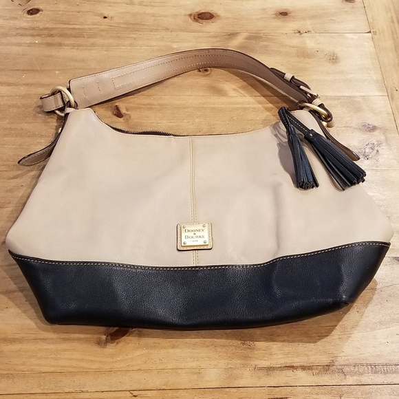 Dooney & Bourke Handbags - Dooney & Bourke Sophie Black and Beige Color Block Hobo